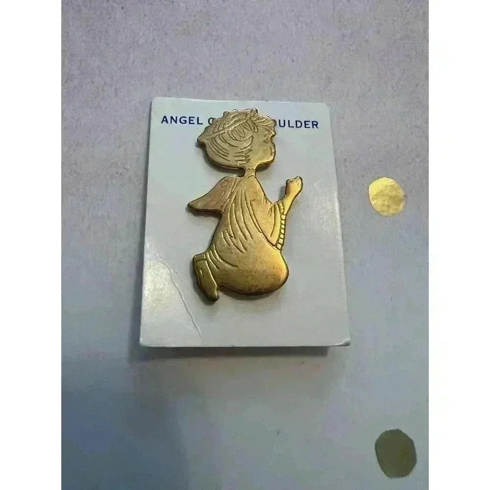 Angel on My Shoulder Gold Pin